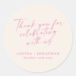 Elegantes Ecru-Rosa-Trendy-Script-Dankeschön Runder Aufkleber