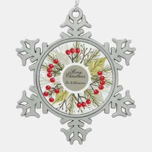 Elegantes, editierbares Weihnachts-/Feiertags- Schneeflocken Zinn-Ornament
