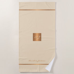Elegantes edles Elfenbeingold Moderne mit Monogram Strandtuch