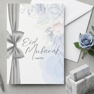 Elegantes Eid Mubarak Blumen-Grußkarte Sanftes Bla Einladung