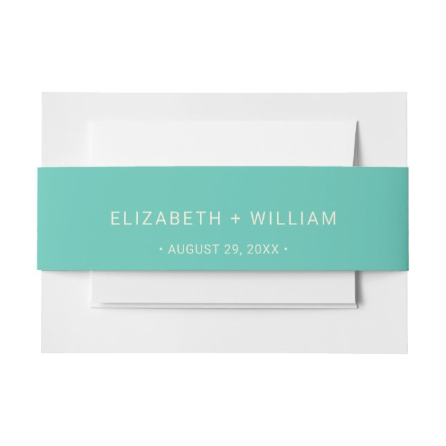 Elegantes einfaches Aquatic Awe mit Monogram Weddi Einladungsbanderole (Vorderseite Beispiel)