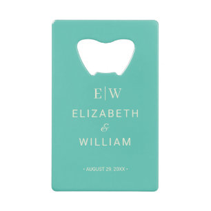 Elegantes einfaches Aquatic Awe mit Monogram Weddi Geldbeutel Flaschenöffner