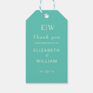 Elegantes einfaches Aquatic Awe mit Monogram Weddi Geschenkanhänger