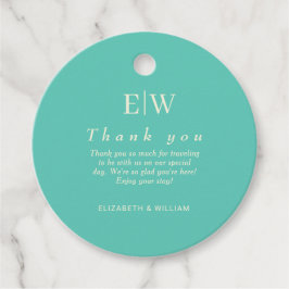 Elegantes einfaches Aquatic Awe mit Monogram Weddi Geschenkanhänger