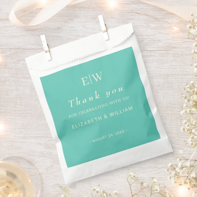 Elegantes einfaches Aquatic Awe mit Monogram Weddi Geschenktütchen (Ausgeschnitten)