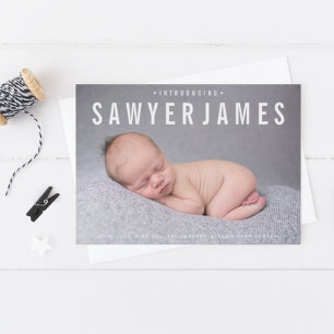 Elegantes einfaches Baby-Foto-Geburtsanzeige Ankündigung