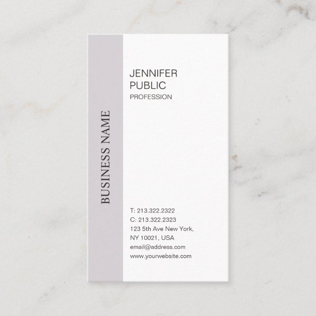 Elegantes einfaches Design Lila White Trendy Schli Visitenkarte (Vorderseite)