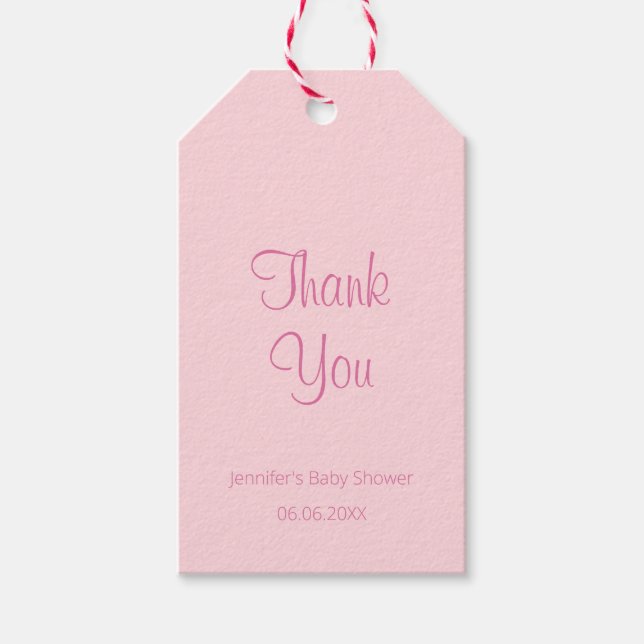 Elegantes einfaches Design Pink Baby Dusche Vielen Geschenkanhänger (Vorderseite)