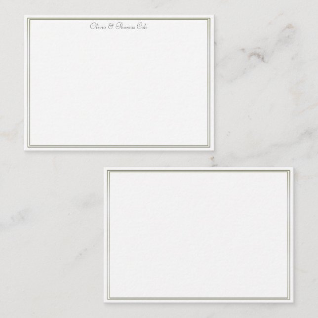 Elegantes, einfaches Doppelgoldrahmen-Hochzeitskup Mitteilungskarte (Vorne/Hinten)