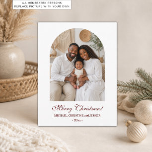 Elegantes einfaches Familien-Weihnachtsfoto Postkarte