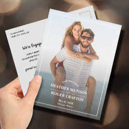 Elegantes einfaches Foto für die Hochzeit speicher Ankündigungspostkarte