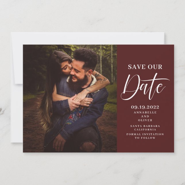 Elegantes einfaches Foto Hochzeit speichern das Da Save The Date (Vorderseite)