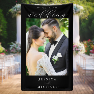 Elegantes, einfaches Foto Hochzeit Willkommen Banner