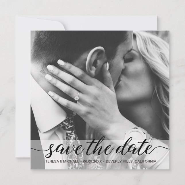 Elegantes einfaches Foto Save the Date Hochzeit (Vorderseite)