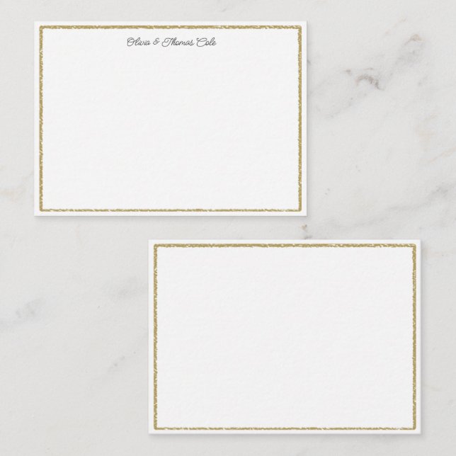 Elegantes, einfaches, gebürstetes Gold-Rahmen-Hoch Mitteilungskarte (Vorne/Hinten)