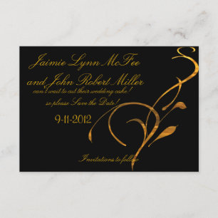 Elegantes, einfaches Gold Black Scroll Auto Save The Date
