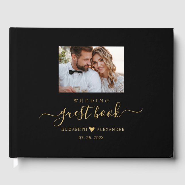 Elegantes einfaches Gold Script-Gästebuch Gästebuch (Vorderseite)