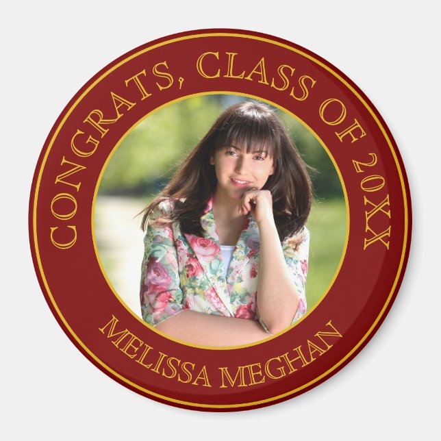 Elegantes einfaches Gold Typografy Graduate Foto G Magnet (Vorne)