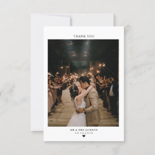 Elegantes, einfaches Herz mit Foto Hochzeit  Dankeskarte