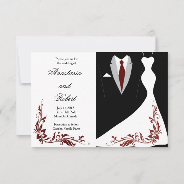Elegantes, einfaches Hochzeitskleid Einladung (Vorderseite)