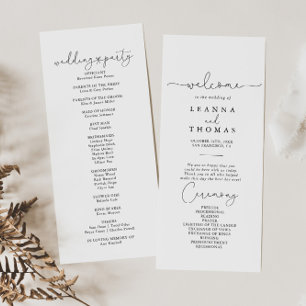 Elegantes einfaches kalligrafisches Hochzeitsprogr Programm