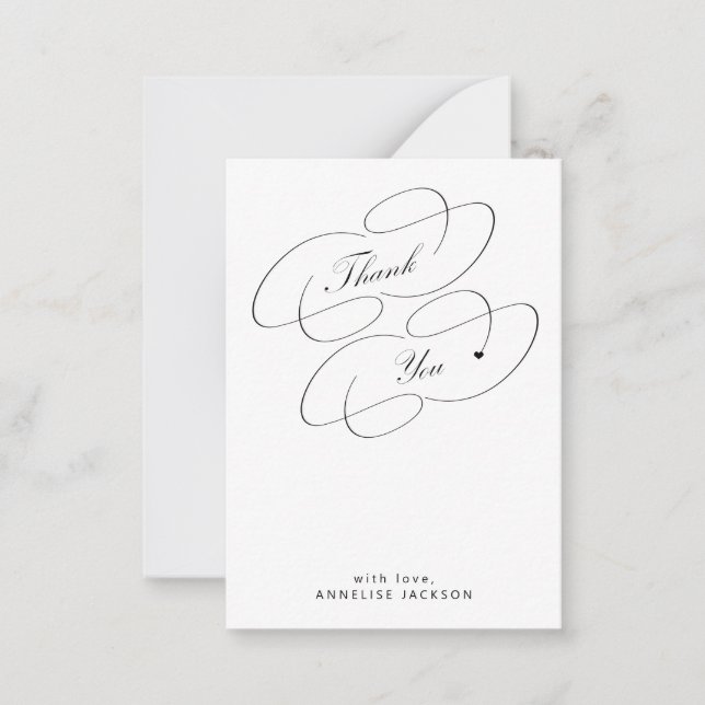 Elegantes einfaches Kalligraphieskript vielen Dank Mitteilungskarte (Vorderseite)