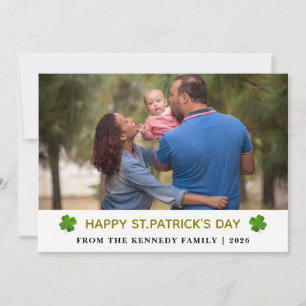Elegantes einfaches Kleeblatt-Foto St. Patrick's D Feiertagskarte