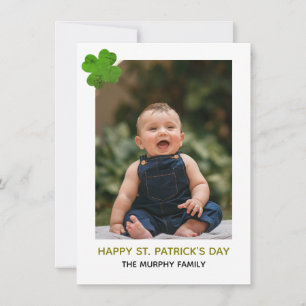 Elegantes einfaches Kleeblatt-Foto St. Patrick's D Feiertagskarte