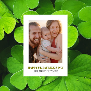 Elegantes einfaches Kleeblatt-Foto St. Patrick's D Feiertagskarte