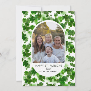Elegantes einfaches Kleeblatt-Foto St. Patrick's D Feiertagskarte