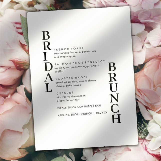 Elegantes einfaches Menü für Textbridal-Brunch Menükarte (Von Creator hochgeladen)