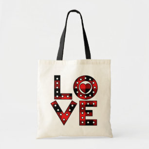 Elegantes einfaches minimales rotes Herz LIEBE Val Tragetasche