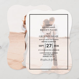 Elegantes Einfaches Minimalistisches Foto Hochzeit Einladung