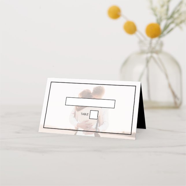 Elegantes Einfaches Minimalistisches Foto Hochzeit Platzkarte (Vorderseite)