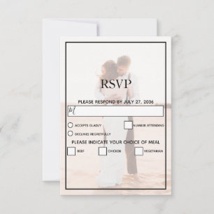 Elegantes Einfaches Minimalistisches Foto Hochzeit RSVP Karte