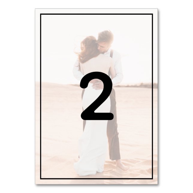 Elegantes Einfaches Minimalistisches Foto Hochzeit Tischnummer (Vorderseite)