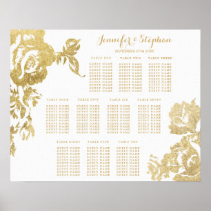 Elegantes einfaches, modernes, florales Gold Seati Poster