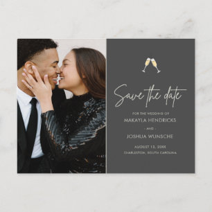 Elegantes einfaches, modernes Foto Hochzeit retten Ankündigungspostkarte