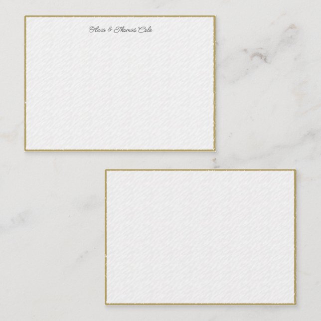 Elegantes einfaches, modernes Gold Textured Weddin Mitteilungskarte (Vorne/Hinten)