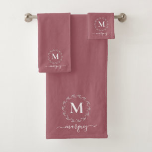 Elegantes Einfaches Monogramm für Personalisiertes Badhandtuch Set