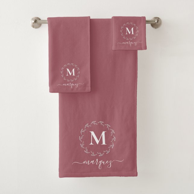 Elegantes Einfaches Monogramm für Personalisiertes Badhandtuch Set (Insitu)