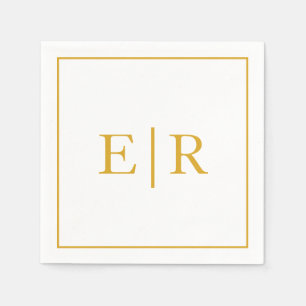 Elegantes einfaches Monogramm Goldene Hochzeit Serviette