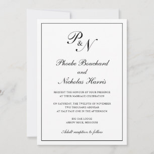 Elegantes einfaches Monogramm in einer Hochzeit Einladung