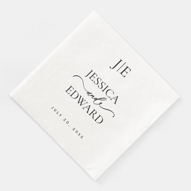 Elegantes einfaches Monogramm Modernes Chic Minima Serviette (Ecke)
