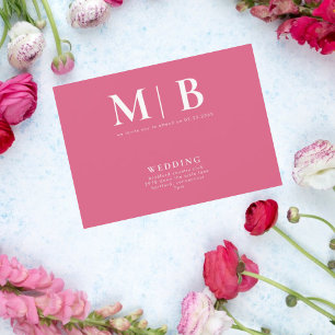 Elegantes & einfaches Monogramm Rosa Keine Eltern Einladung