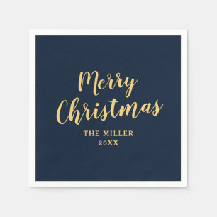Elegantes einfaches Navyblau Frohe Weihnachten Serviette