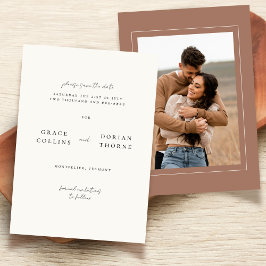 Elegantes, einfaches, neutrales Mocha Mousse Foto  Save The Date