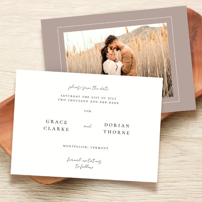 Elegantes einfaches, neutrales Mocha-Mousse-Hochze Save The Date (Von Creator hochgeladen)