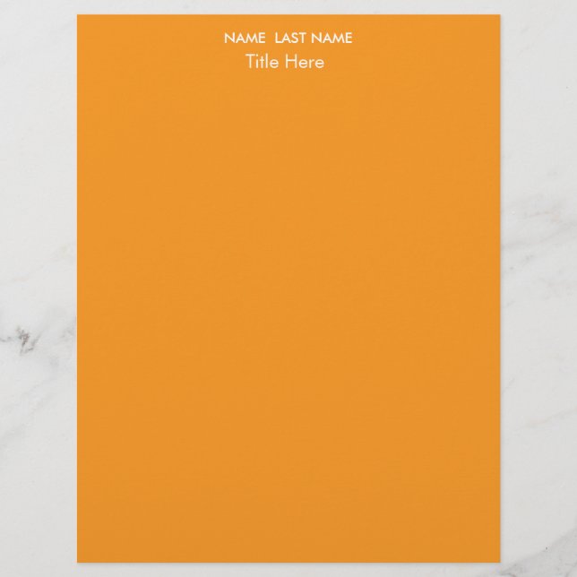 Elegantes einfaches orangefarbene Benutzerdefinier Briefbogen (Vorderseite)
