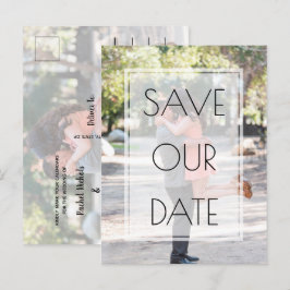 Elegantes Einfaches Overlay-Foto Hochzeit Speicher Ankündigungspostkarte